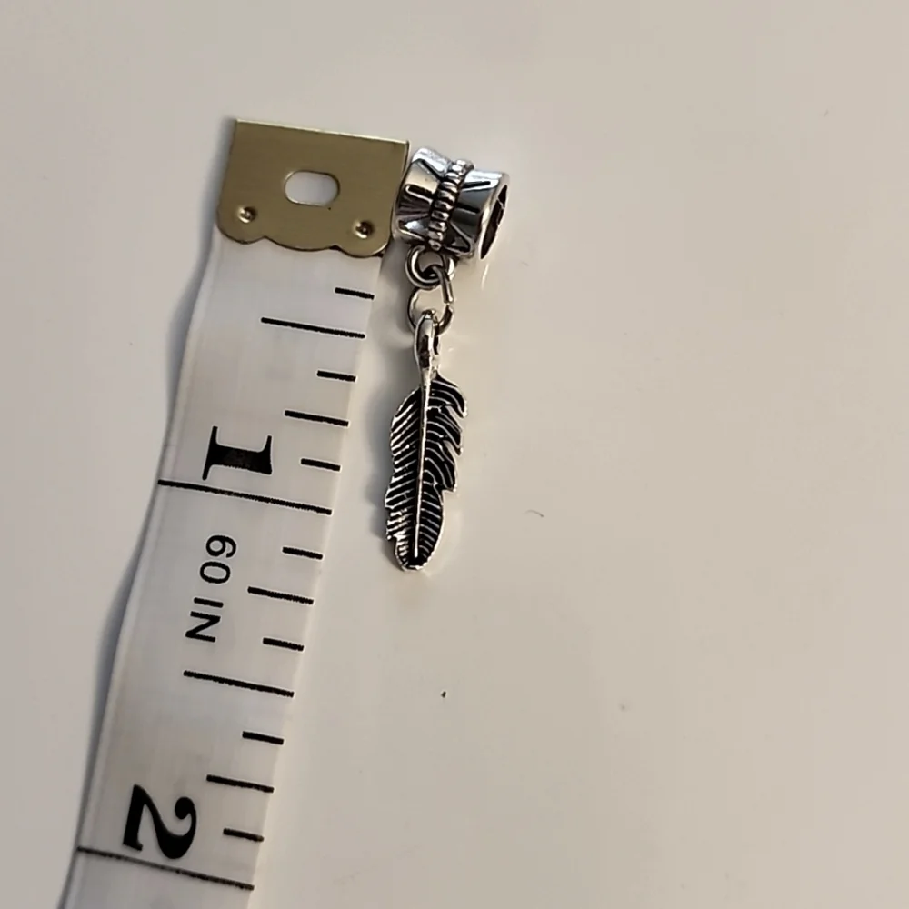 Feather Charm for European Style Bracelets Fits Pandora Systems